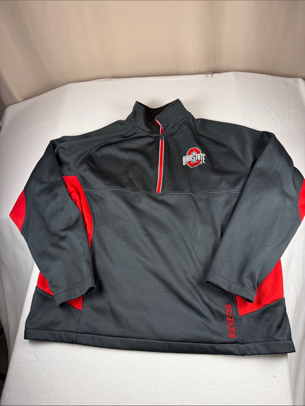 Adult Gray & Red Ohio State Quarter-Zip Pullover - 234